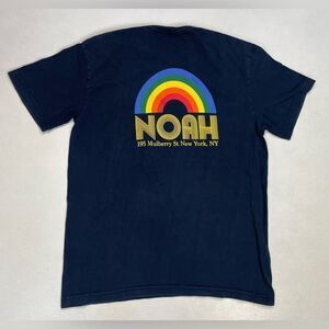 Noah Rainbow Logo Graphic T-shirt Women Medium Blue Short Sleeve